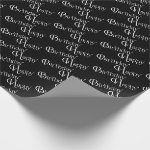 Papel De Presente Feliz aniversário de preto