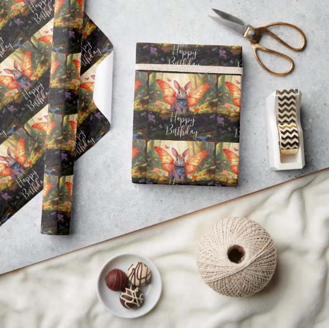 Papel De Presente Feliz Aniversário do Coelhinho Quente (Artesanato)