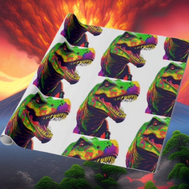 Papel De Presente Feliz Aniversário do Dinossauro Amarelo Legal (Bring your dream party to life with our selection of quality Dinosaur themed party supplies)