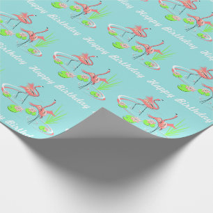 Papel De Presente Feliz Aniversário do Flamingo Fandango Duo 2