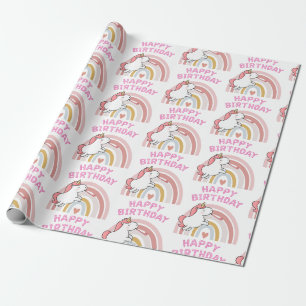 Papel De Presente Feliz Aniversário do Unicorn