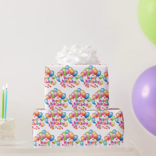 Papel De Presente Feliz aniversário dos balões