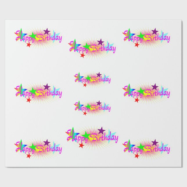 Papel De Presente Feliz aniversário e estrelas - (Aberto)