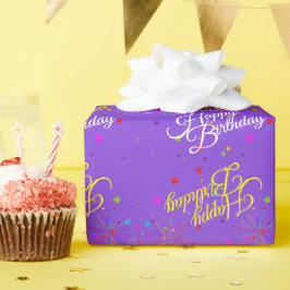 Papel De Presente Feliz Aniversário Editável em Violet ou sua cor