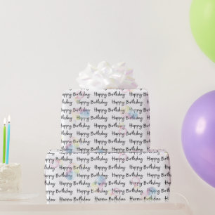 Papel De Presente Feliz Aniversário Em Branco Com Bolhas