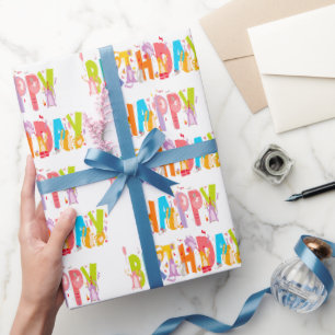 Papel De Presente Feliz aniversário Engraçado Celebração do Dia do P