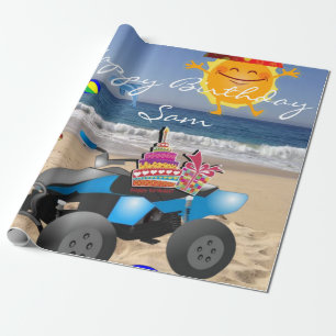 Papel De Presente Feliz aniversário estuprando papel, garoto Praia 