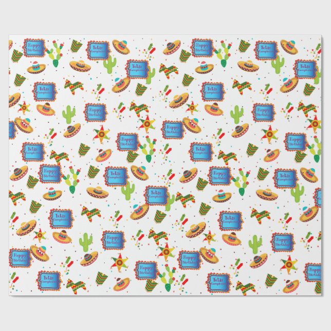 Papel De Presente Feliz aniversário Fiesta Wrappaper (Aberto)