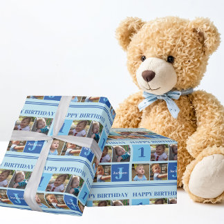 Papel De Presente Feliz Aniversário, Foto de Colagem de Fotos, Perso