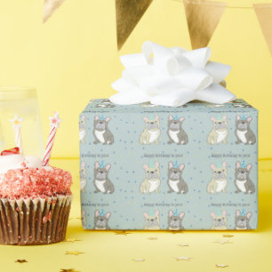 Papel De Presente Feliz aniversário francês, bulldog