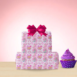 Papel De Presente Feliz Aniversário Gatos Fazem Uma Festa