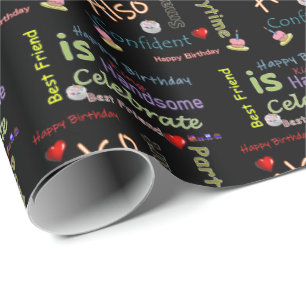 Papel De Presente Feliz Aniversário Gift Wrapt Paper Melhor Amigo