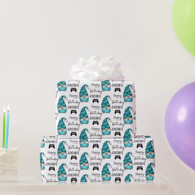 Papel De Presente Feliz Aniversário Gnomie Gamer Wrappaper (Presentes para festas)