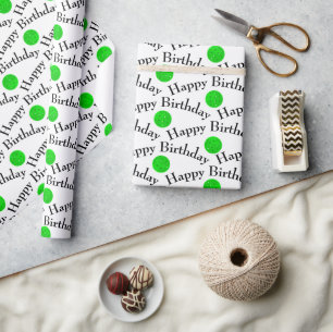 Papel De Presente Feliz Aniversário Gola Verde Em Branco