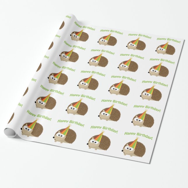 Papel De Presente Feliz aniversário! Hedgehog (Desenrolado)