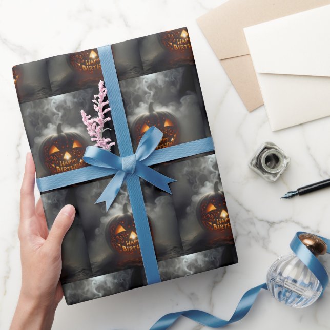 Papel De Presente Feliz aniversário Jack-o-lanterno (Presentear)