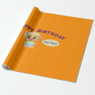 Papel De Presente Feliz aniversário laranja