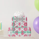 Papel De Presente Feliz Aniversário Moderno Papel de Moldagem de Des<br><div class="desc">Feliz Aniversário Vintage Retro Floral Design Holiday Wrapping Paper que pode ser Personalizado com o nome ou data da sua família.</div>