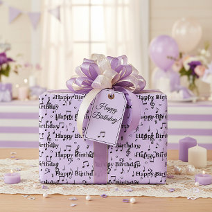Papel De Presente Feliz Aniversário Musical Preto