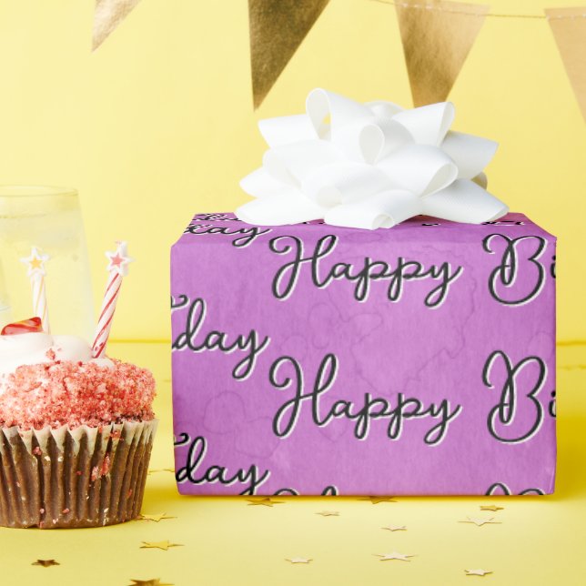 Papel De Presente Feliz Aniversário no Abstrato cor-de-água rosa (Festa de aniversário)