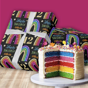 Papel De Presente Feliz Aniversário Nome Rainbow Wrappaper