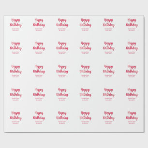 Papel De Presente feliz aniversário nome vermelho retrô simples mode