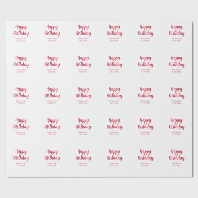 Papel De Presente feliz aniversário nome vermelho retrô simples mode (Aberto)