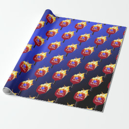 Papel De Presente Feliz Aniversário Pickleball Paddleball Em Fogo