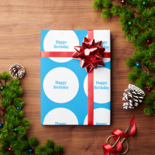 Papel De Presente Feliz Aniversário Pontos Polka Brancos Azuis Menin