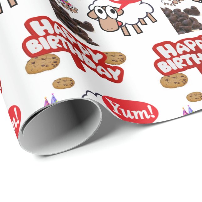 Papel De Presente Feliz Aniversário, Presente. (Ponta do rolo)