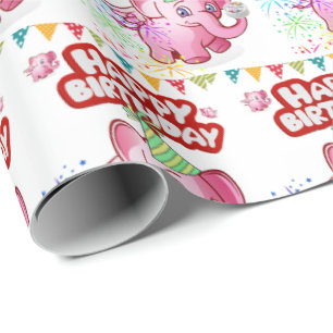 Papel De Presente Feliz Aniversário Presente Esfregando Papel Rosa