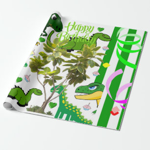 Papel De Presente Feliz Aniversário Presente Lavando Papel Dinossau