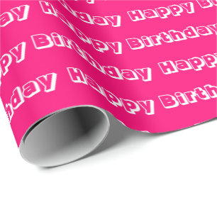 Papel De Presente Feliz Aniversário quente padrão fuchsia rosa mod