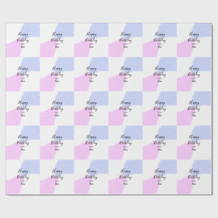 Papel De Presente Feliz aniversário rosa roxo pastel nome simples el