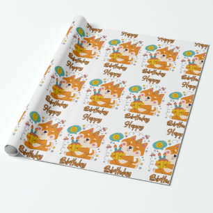 Papel De Presente Feliz aniversário Shiba Inu Wrappaper
