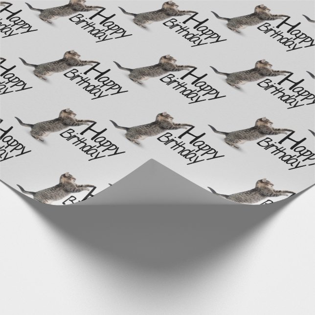 Papel De Presente Feliz aniversário Tabby Cat (Ponta)