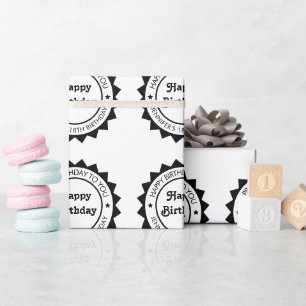 Papel De Presente Feliz Aniversário Texto Personalizado Padrão de De