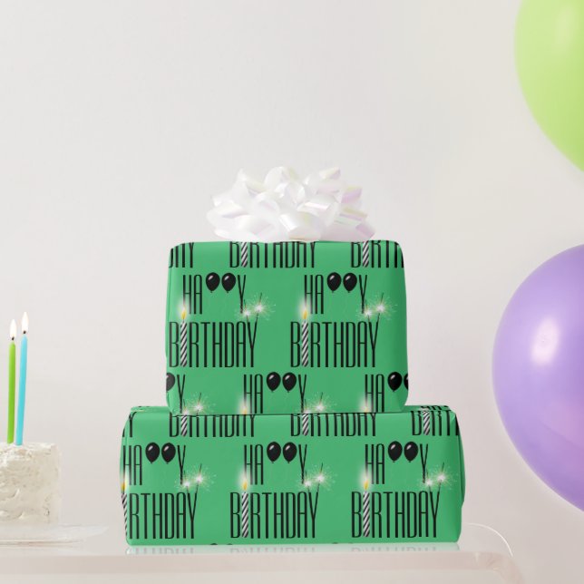 Papel De Presente Feliz Aniversário Velas e Balões (Presentes para festas)