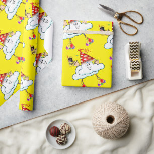 Papel De Presente Feliz Aniversário Wraping Paper Clouds Texto IPhon