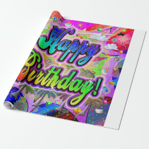 Papel De Presente Feliz aniversário Wraping Paper Vista Express