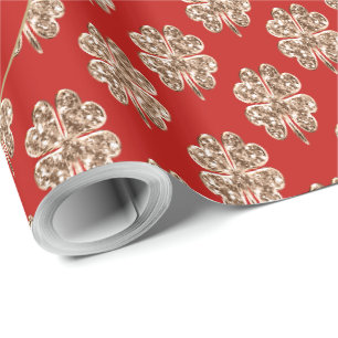 Papel De Presente Feliz ano novo 2019 Faux Dourados Faux Vermelho El