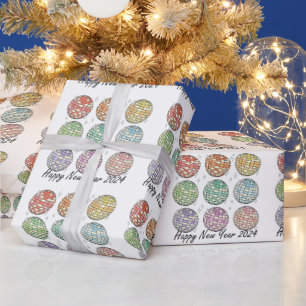 Papel De Presente Feliz ano novo 2024 Bola Disco Ano Novo