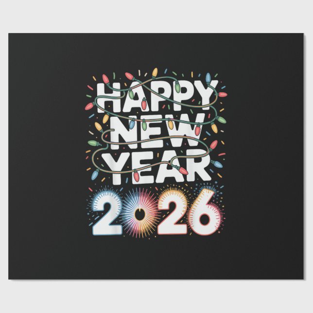 Papel De Presente Feliz Ano Novo 2026 (Aberto)