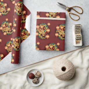 Papel De Presente Feliz Ano Novo Chinês padrão moderno asiático