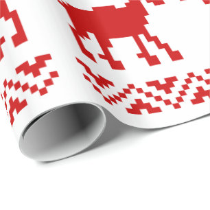 Papel De Presente Feliz ano novo de Código QR do Sweater de Natal F
