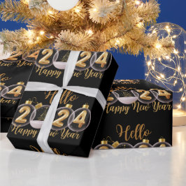 Papel De Presente Feliz ano novo Dourado