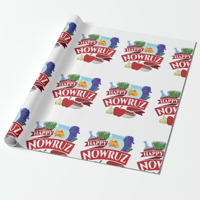 Papel De Presente Feliz Ano Novo Persa de Nowruz (Desenrolado)