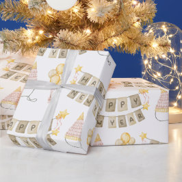 Papel De Presente Feliz ano novo White Wraping Paper