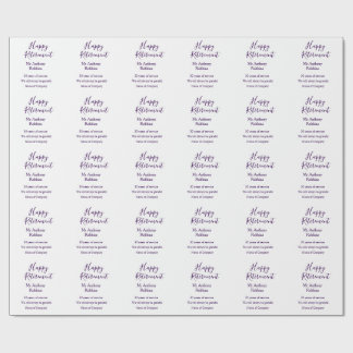 Papel De Presente Feliz aposentadoria adicionar nome anos de serviço