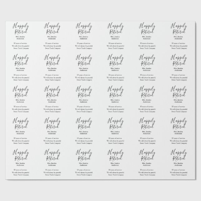 Papel De Presente Feliz aposentadoria adicionar nome anos de serviço (Aberto)